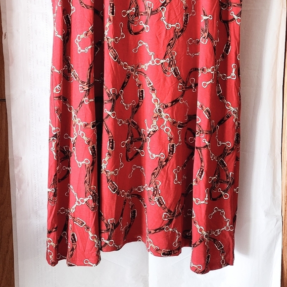 Premise Women's Red Pull-Over Chain Print Short Sleeve T-shirt Dress Sz 3XL NWT - Picture 3 of 7